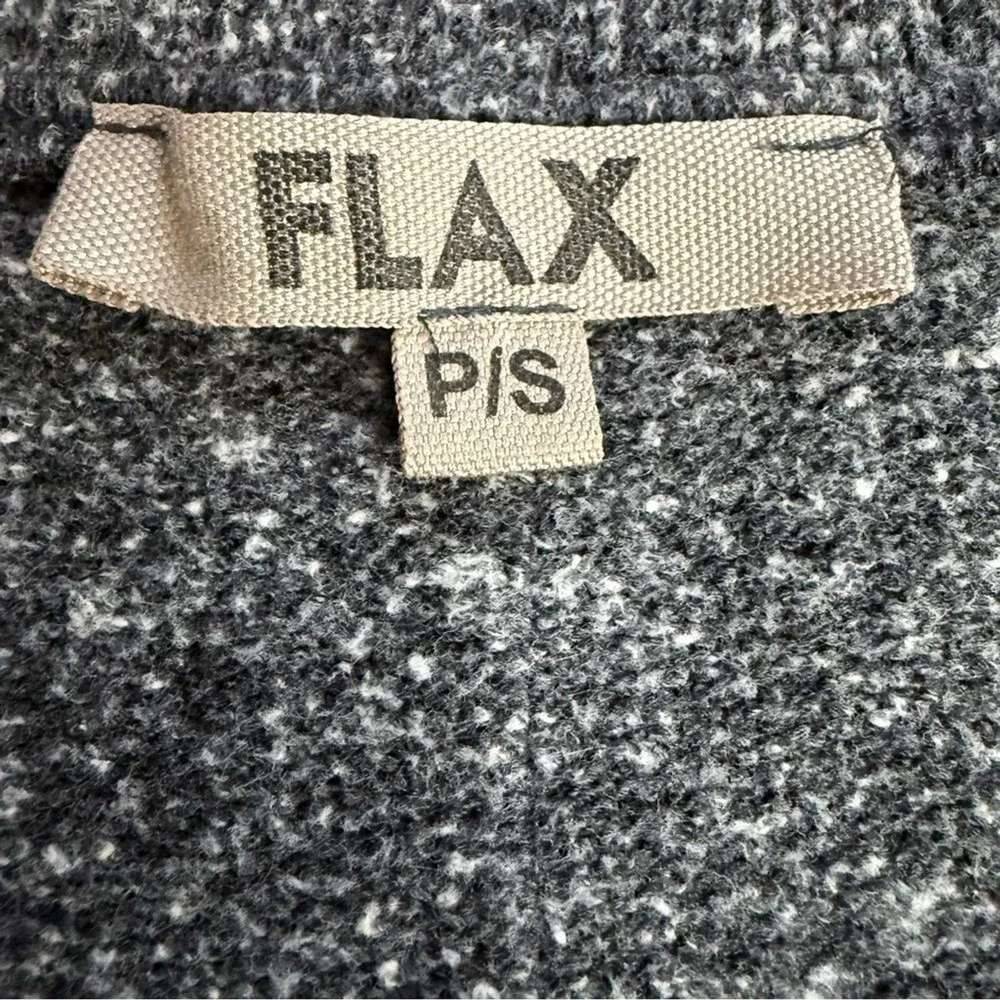 FLAX Womens Marled Knit V-Neck Tunic Sweater Charcoal Gray S Made‎ in USA